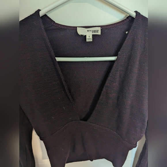 Deep purple, low cut Wilfred Free crop sweater - Picture 1 of 3
